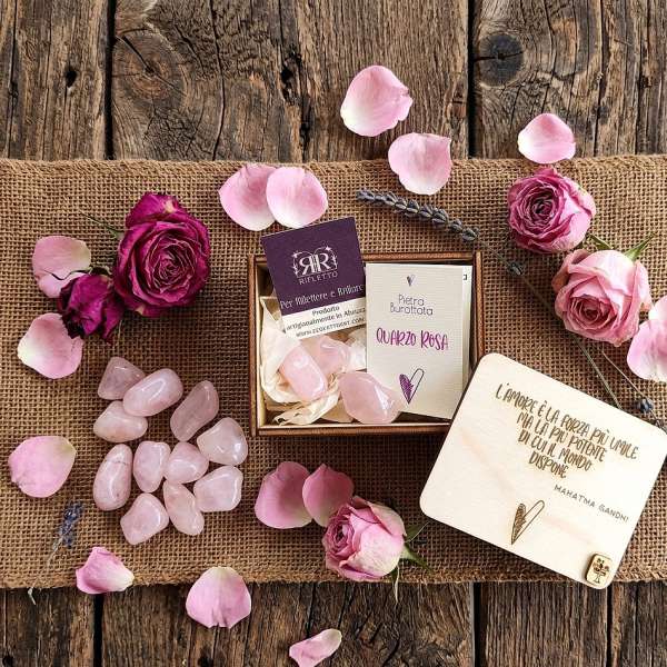 Scatola di legno QUARZO ROSA AMORE E AUTOSTIMA